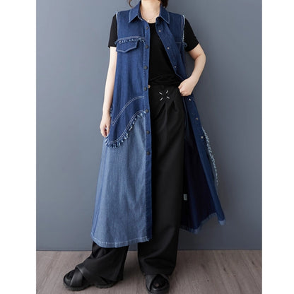Sleeveless denim one piece D0066
