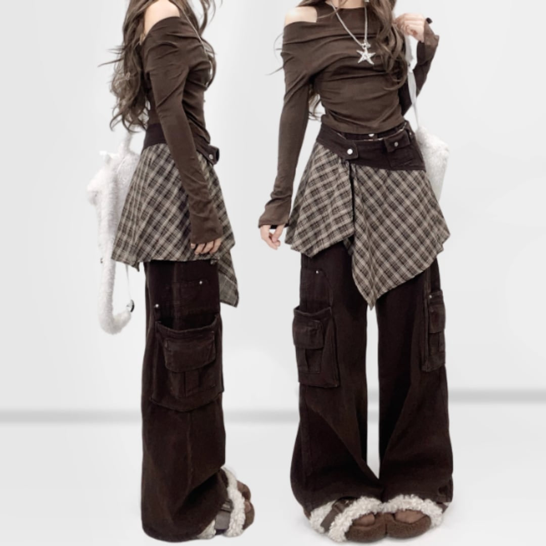 Wide pants with skirt E7047