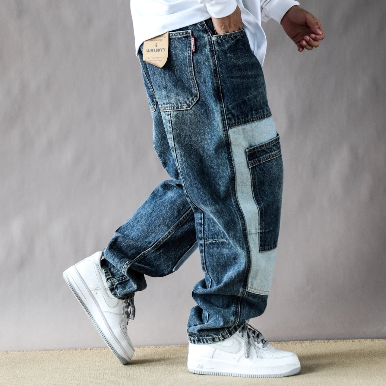 Docked design denim jeans D0092