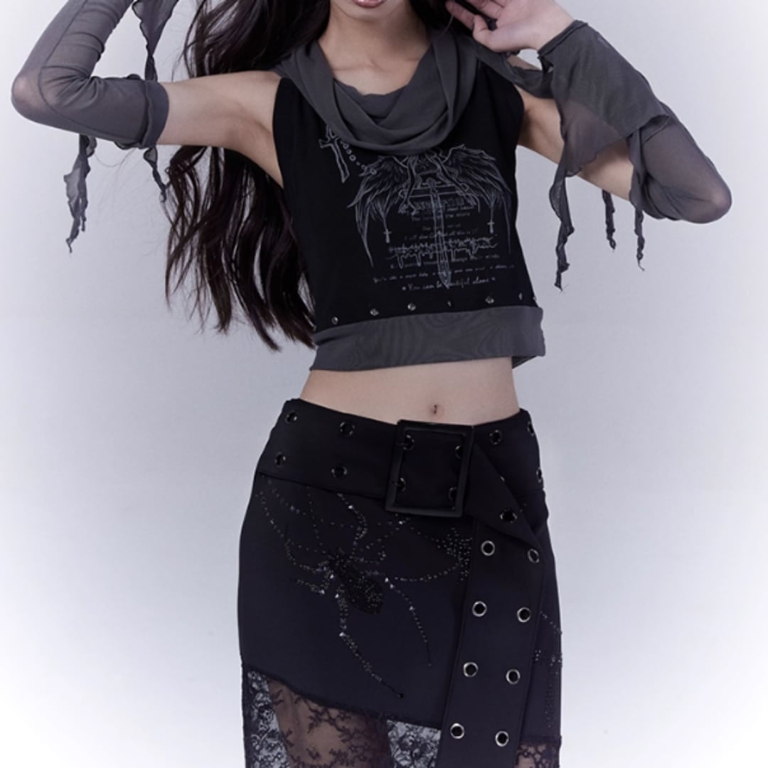 Sleeveless tops with arm warmers E7032