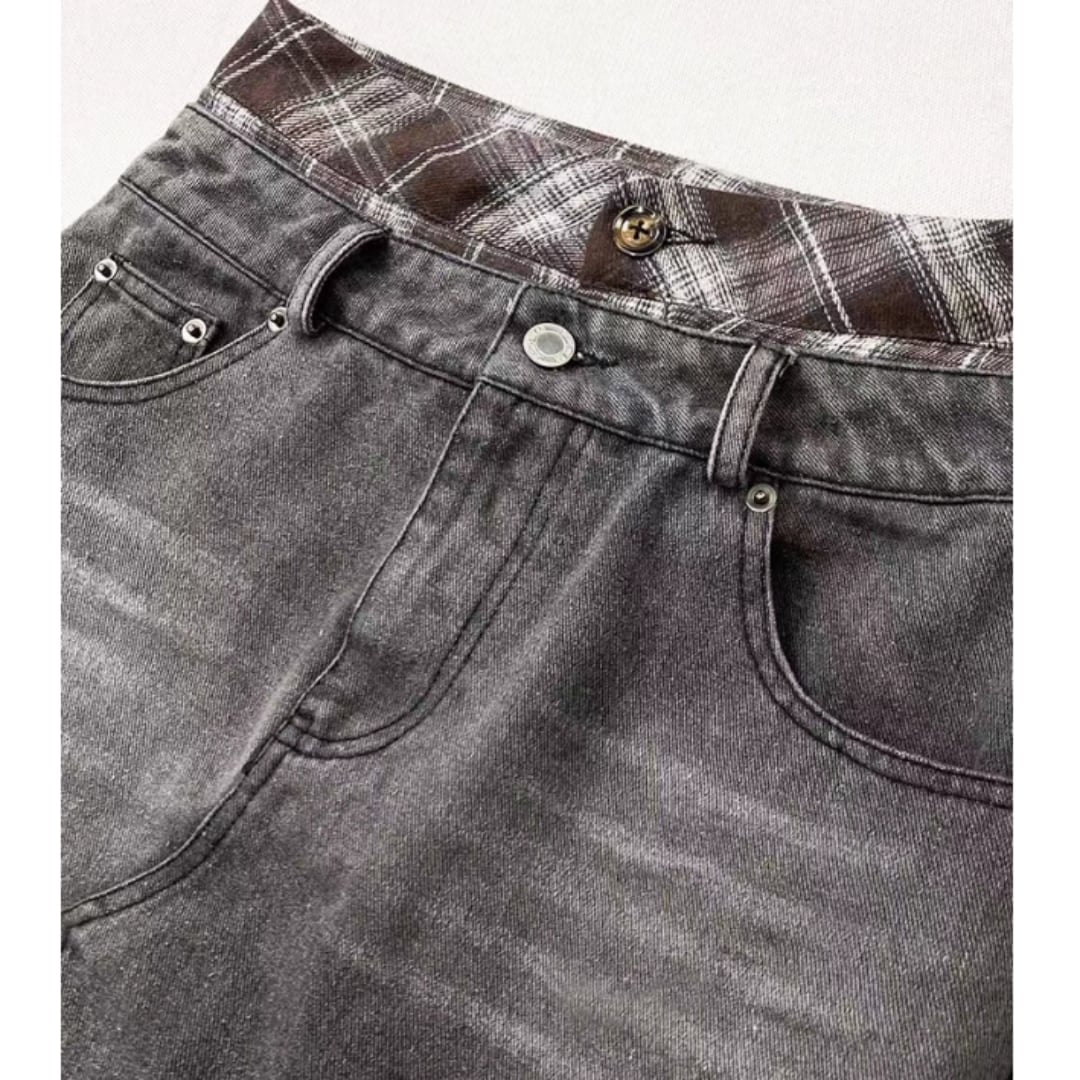 Layered denim skirt E7029