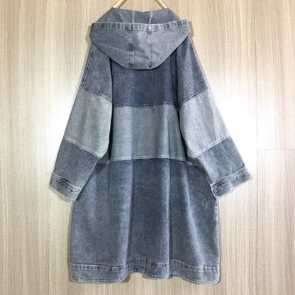 Bicolor hooded denim jacket D0080