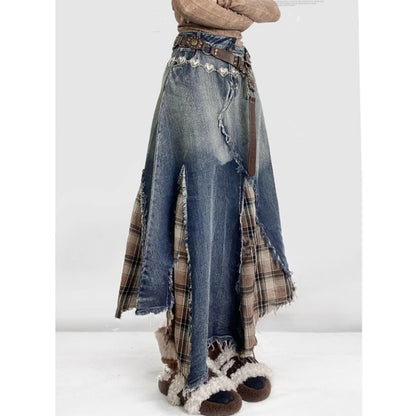 Irregular Hem Denim Skirt D0057