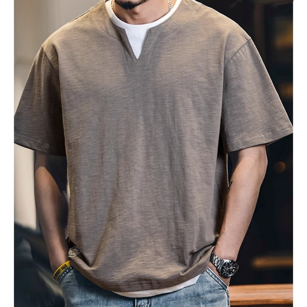 Faux layered casual tops HL2556