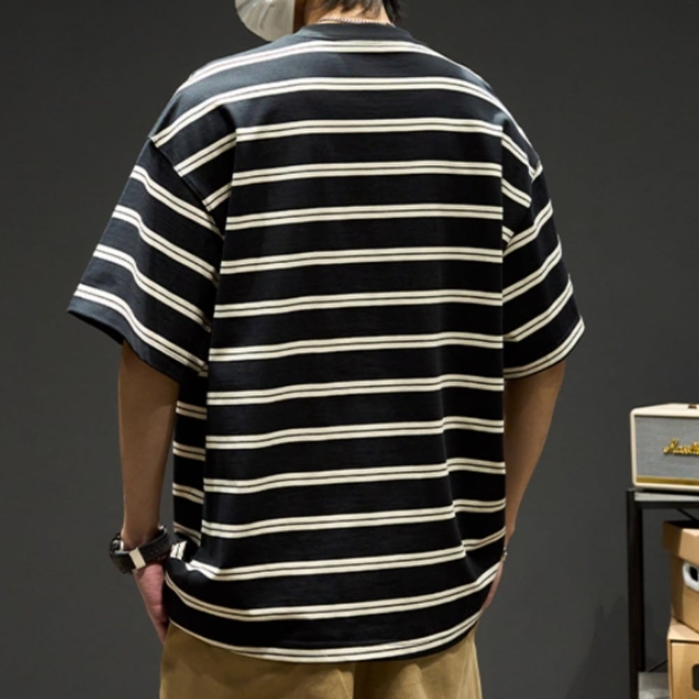 Round neck border T-shirt HL2575