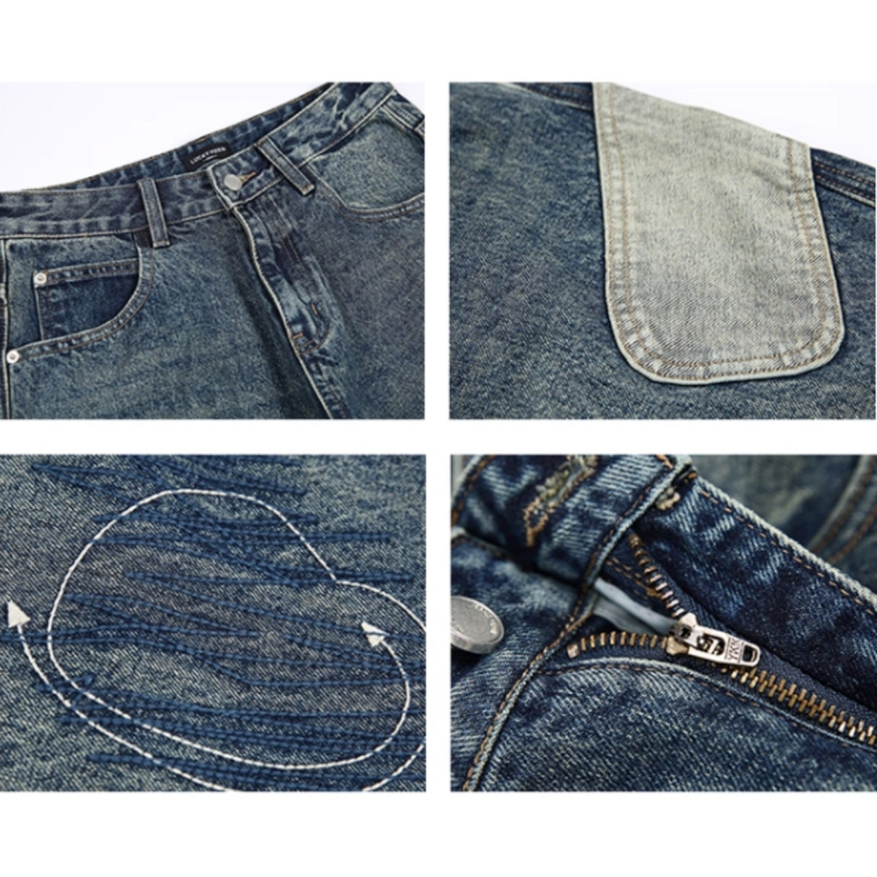 Denim applique jeans D0094