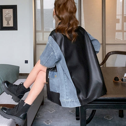 Different material mix denim jacket D0097