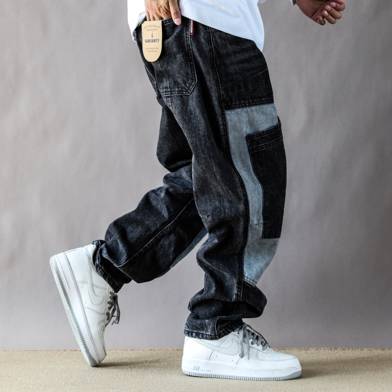 Docked design denim jeans D0092