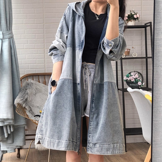 Bicolor hooded denim jacket D0080