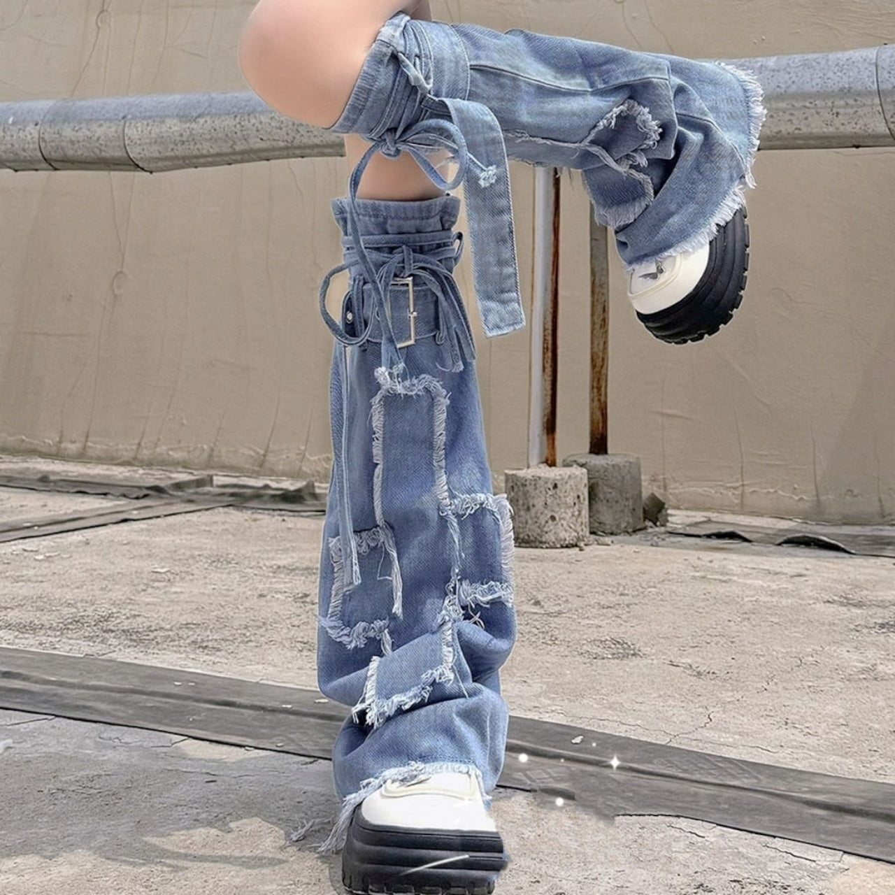 Denim leg warmers D0078