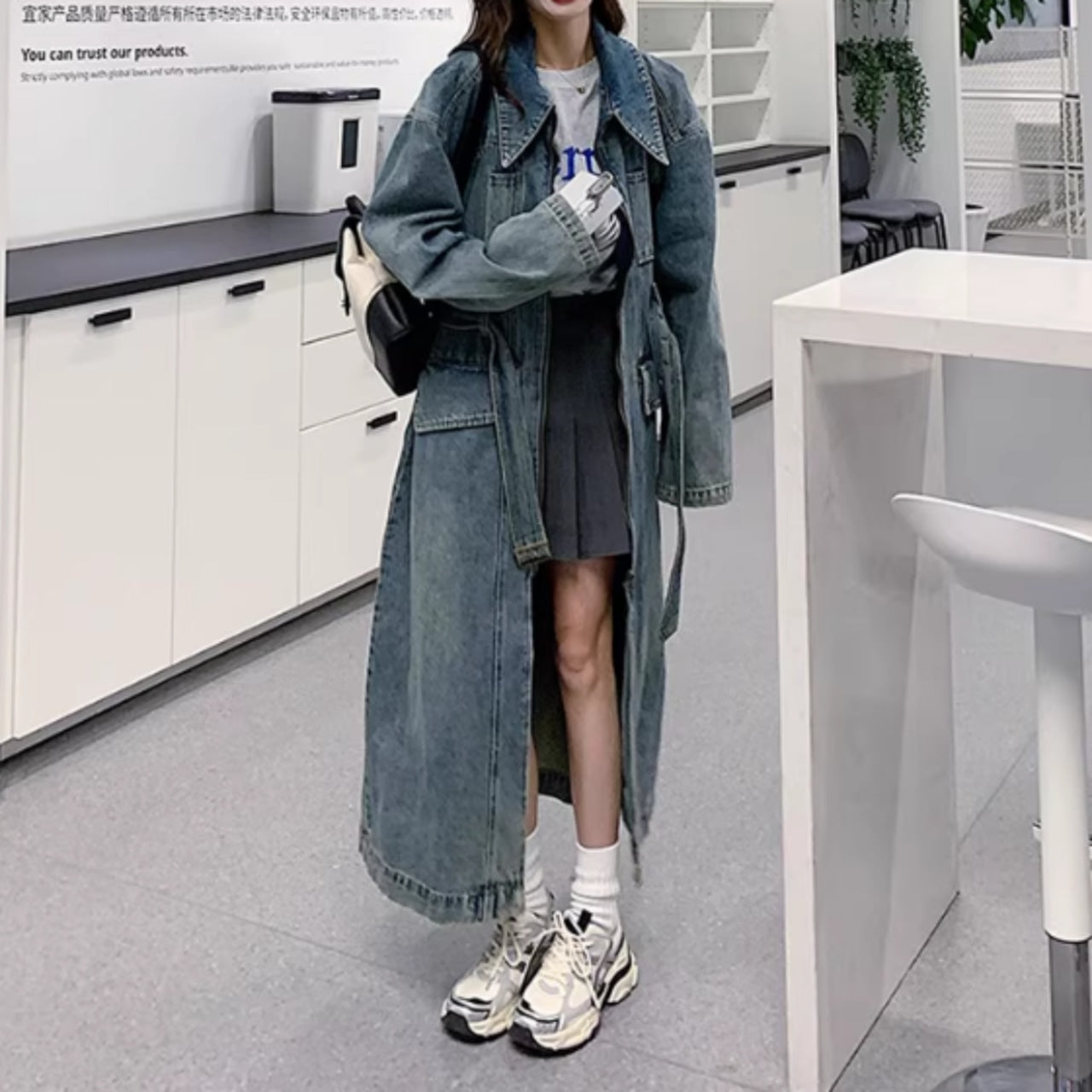 Denim long coat D0083