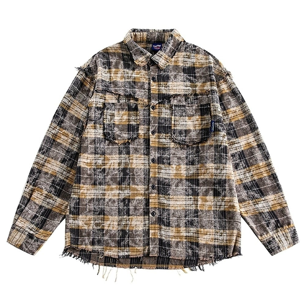 Damaged design check shirt HL2423