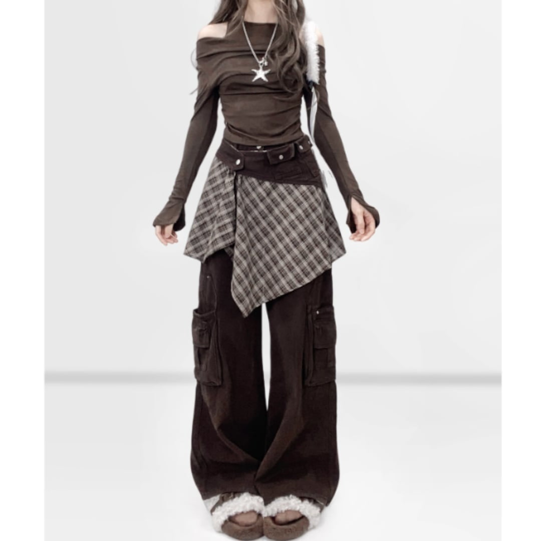 Wide pants with skirt E7047