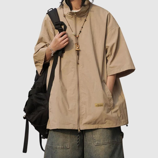 Half sleeve zip up high neck shirt HL2505