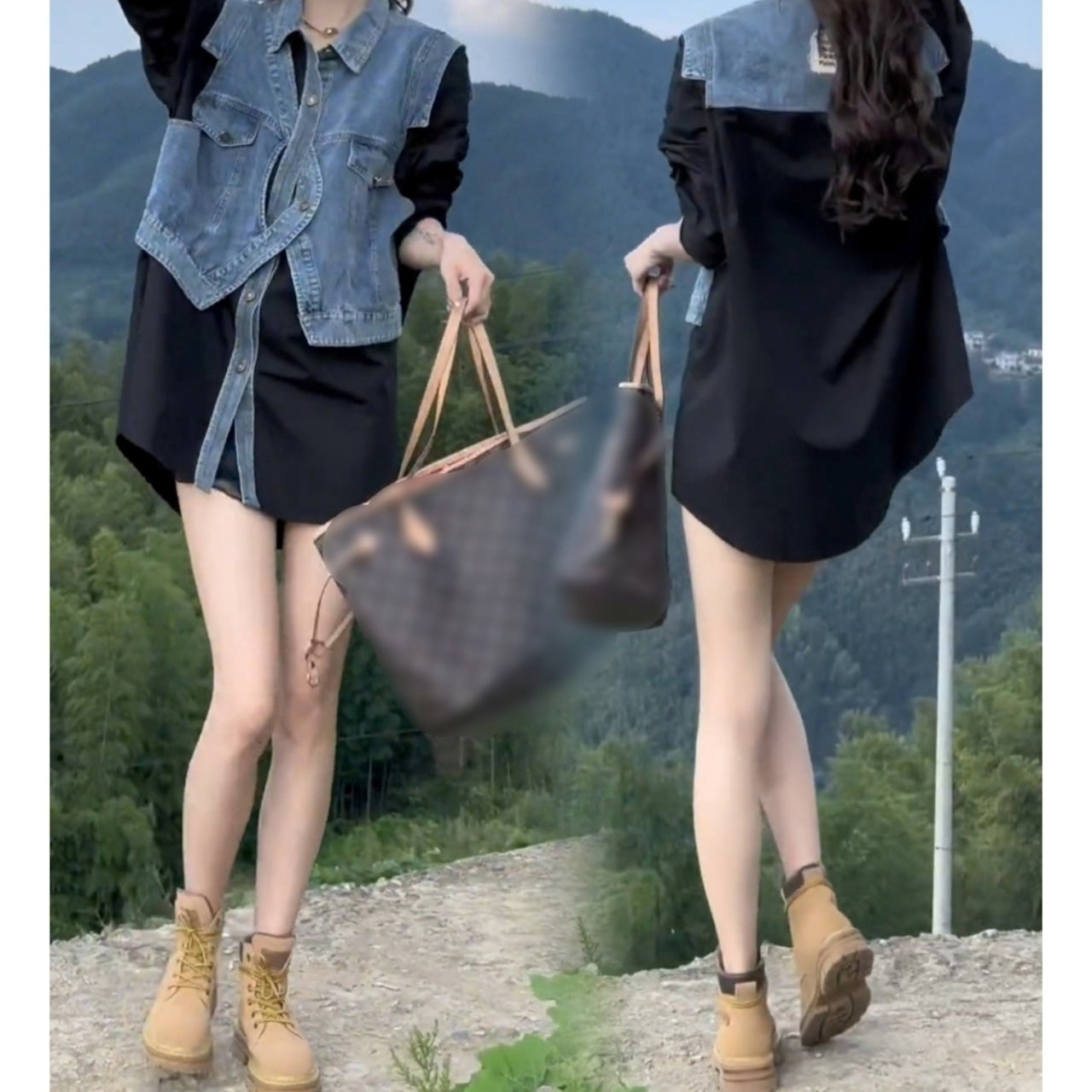 Fake layered shirt D0098