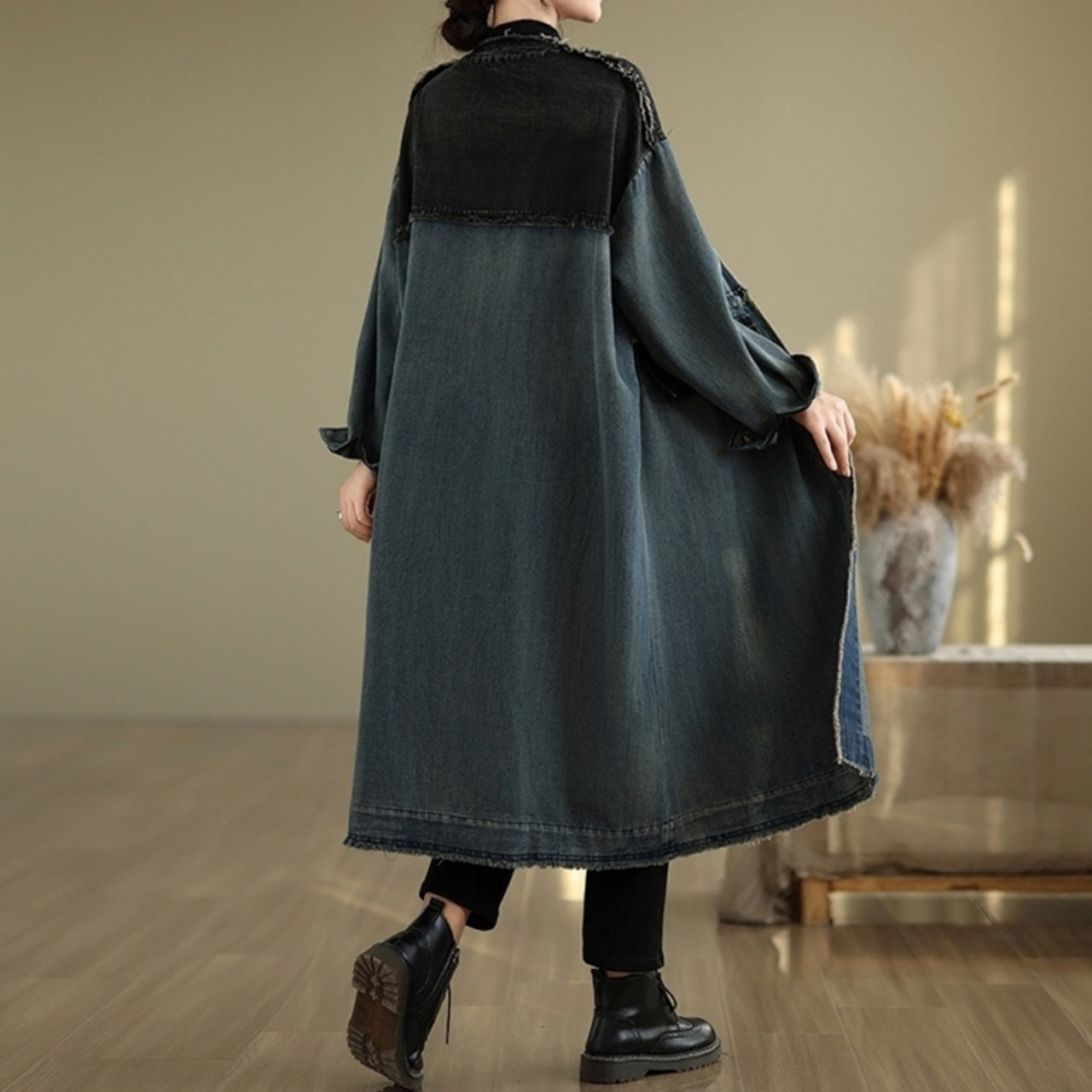 V neck denim coat D0068