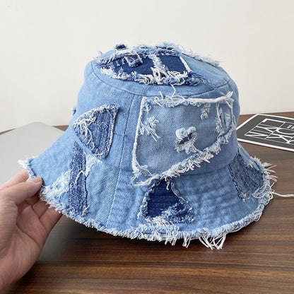 Patchwork denim hat D0051
