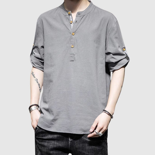 Henley neck 3/4 sleeve tops HL2492