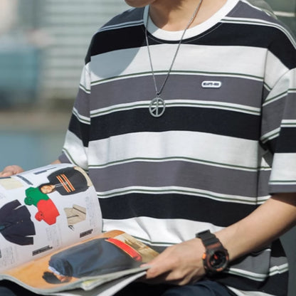 Round neck border T-shirt HL2580