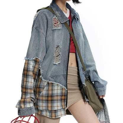 Zip up retro denim jacket HL2323