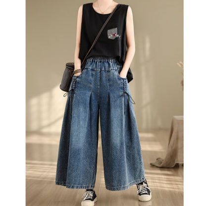Wide baggy denim pants D0074
