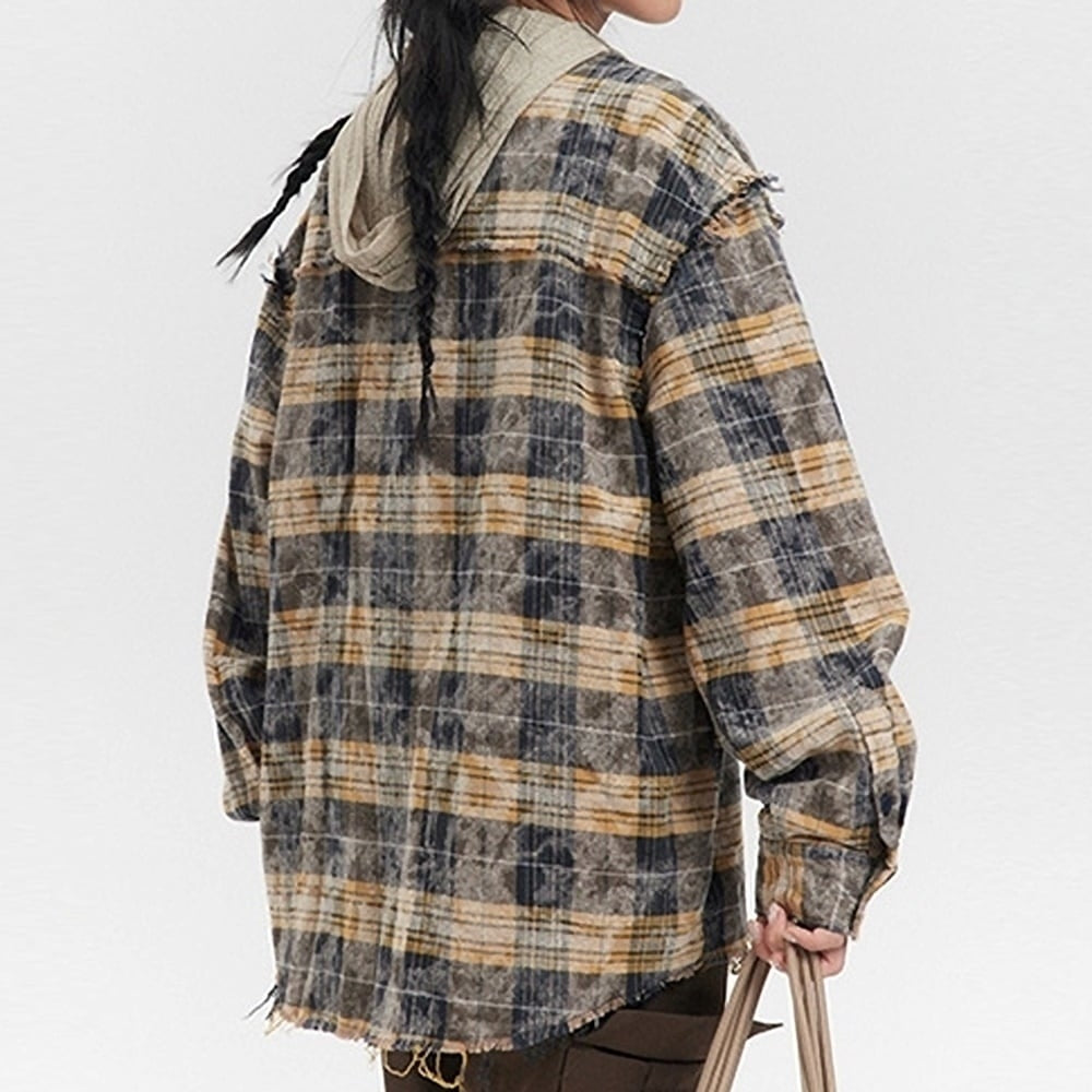 Damaged design check shirt HL2423