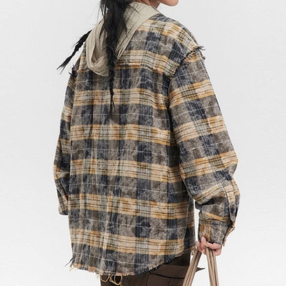 Damaged design check shirt HL2423