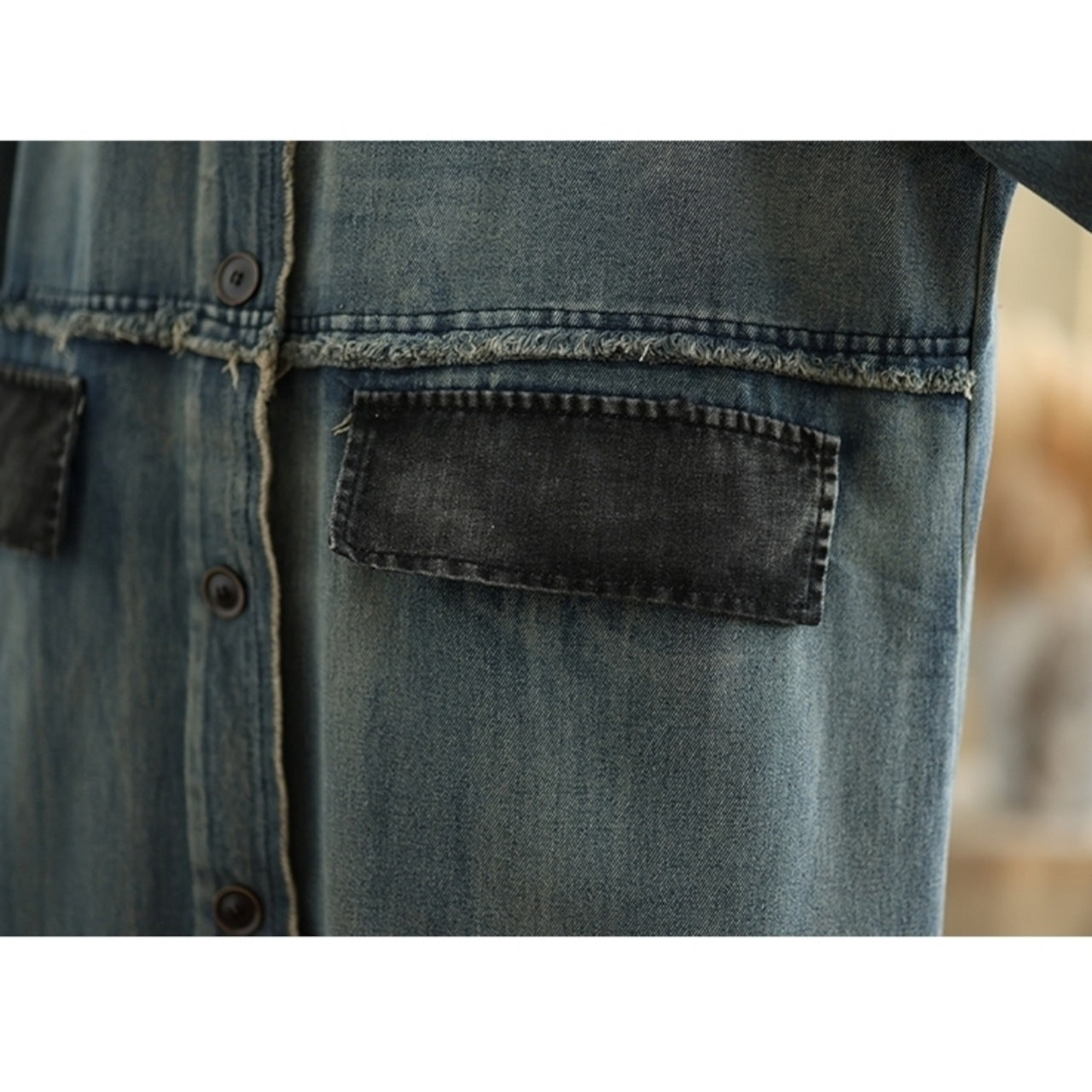 V neck denim coat D0068