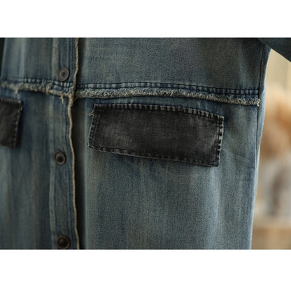 V neck denim coat D0068