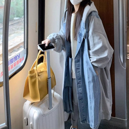 Hooded denim coat D0084