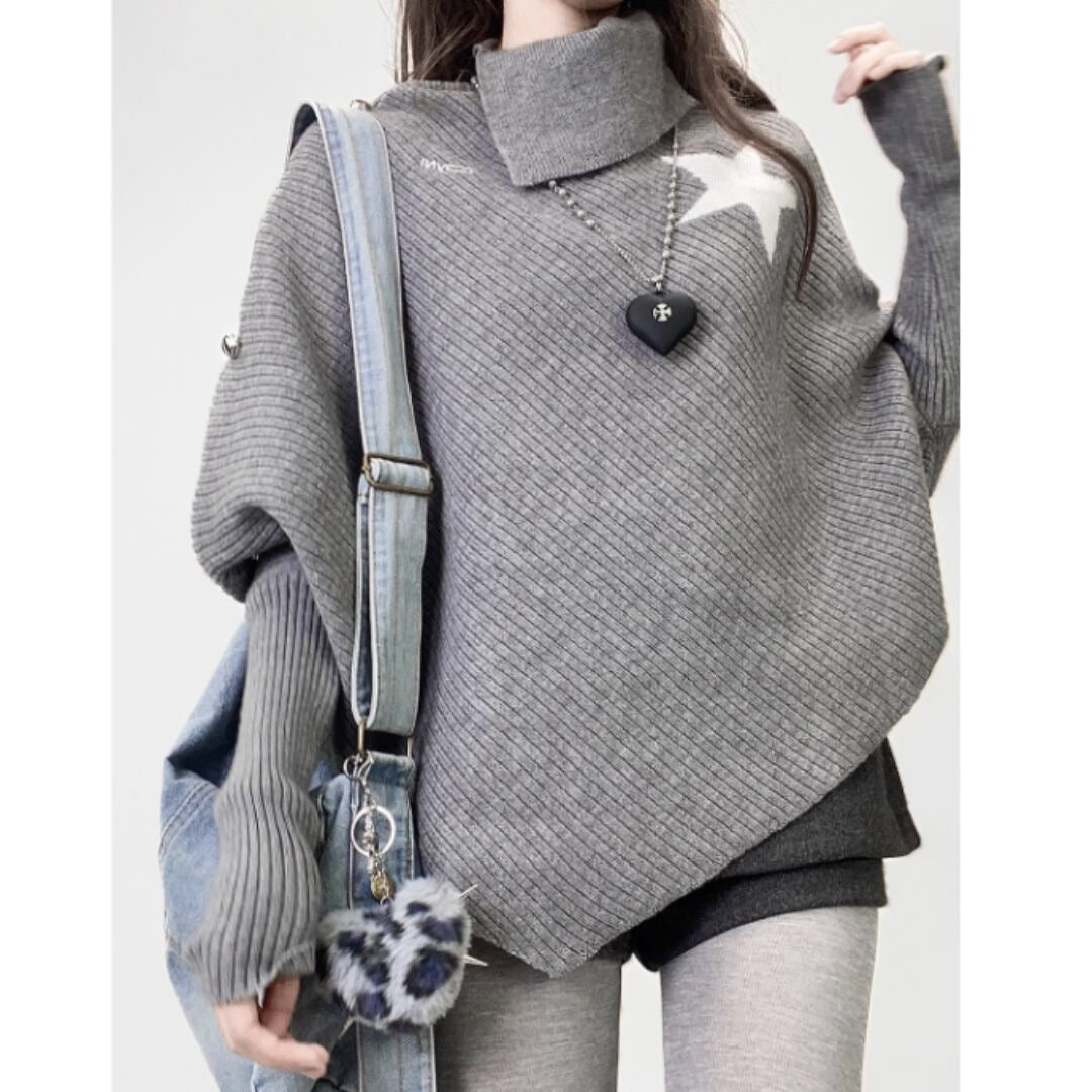 Irregular hem knit tops E7009