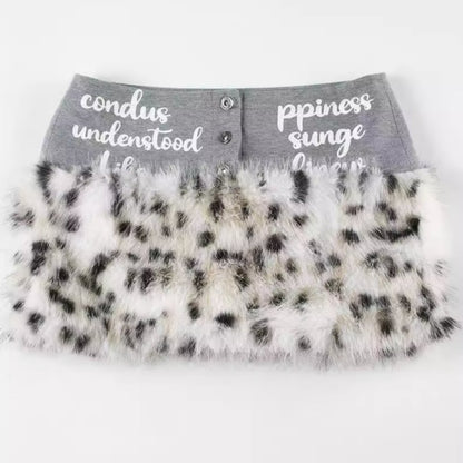 Leopard fur mini skirt E7051