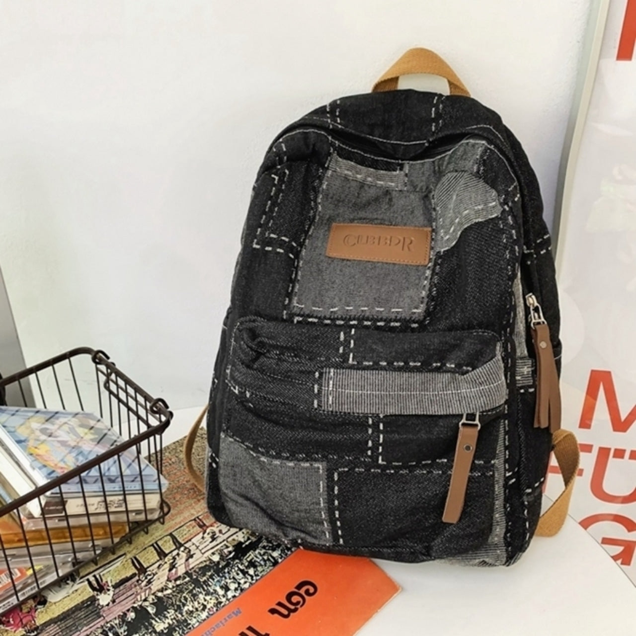 Patchwork Denim Backpack D0035