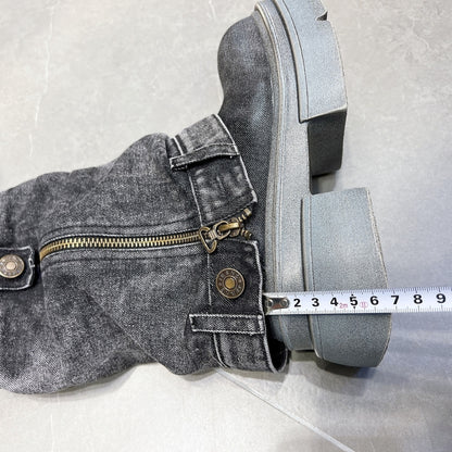 Washed Denim Boots D0014