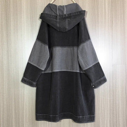 Bicolor hooded denim jacket D0080