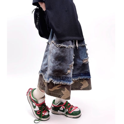 Wide leg cropped denim jeans D0099