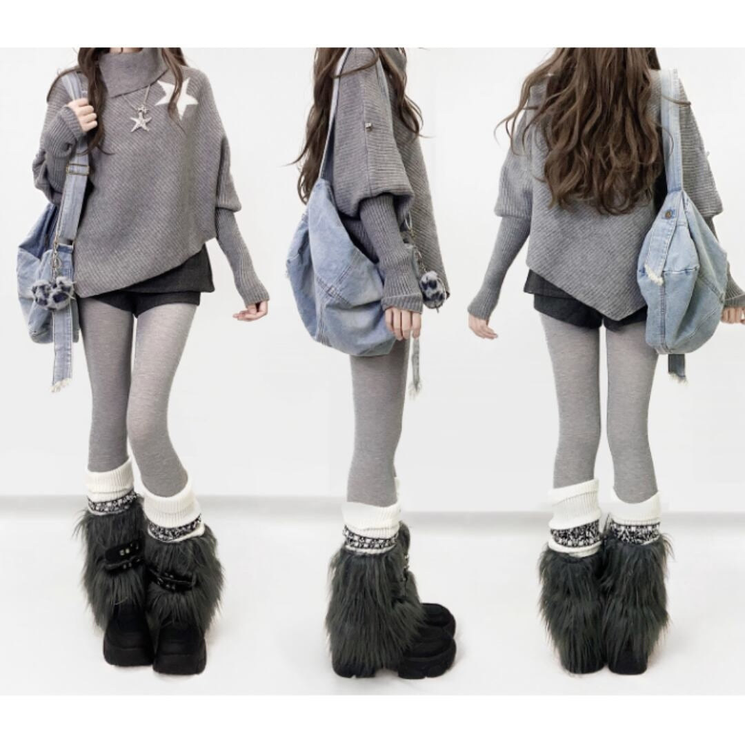 Irregular hem knit tops E7009