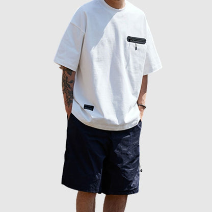 Zipper pocket design T-shirt HL2564