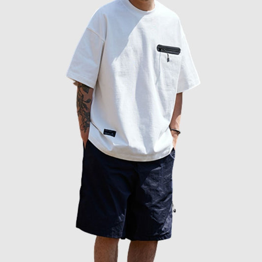 Zipper pocket design T-shirt HL2564