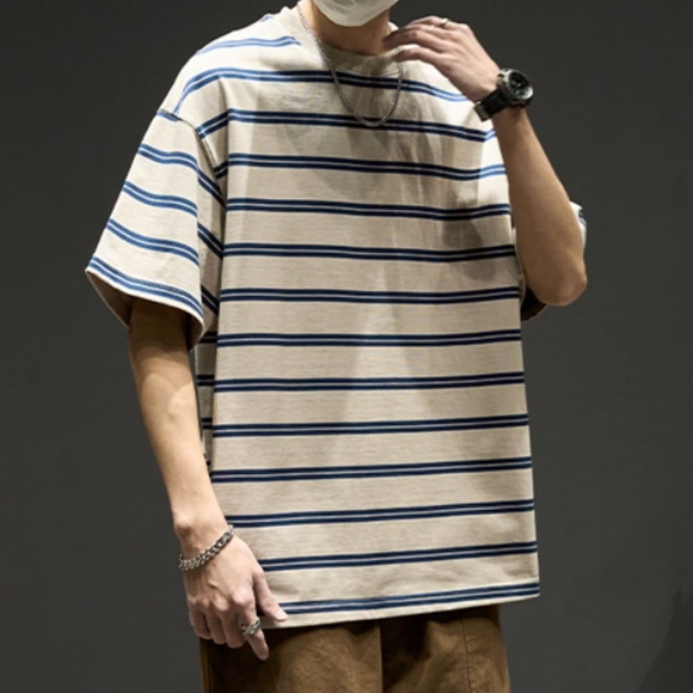 Round neck border T-shirt HL2575