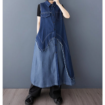 Sleeveless denim one piece D0066