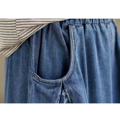 Butterfly Print Wide Denim Pants D0018