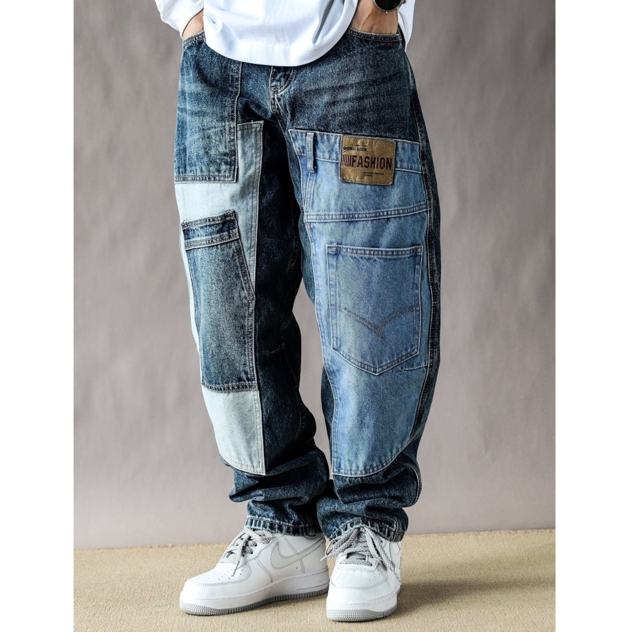 Docked design denim jeans D0092