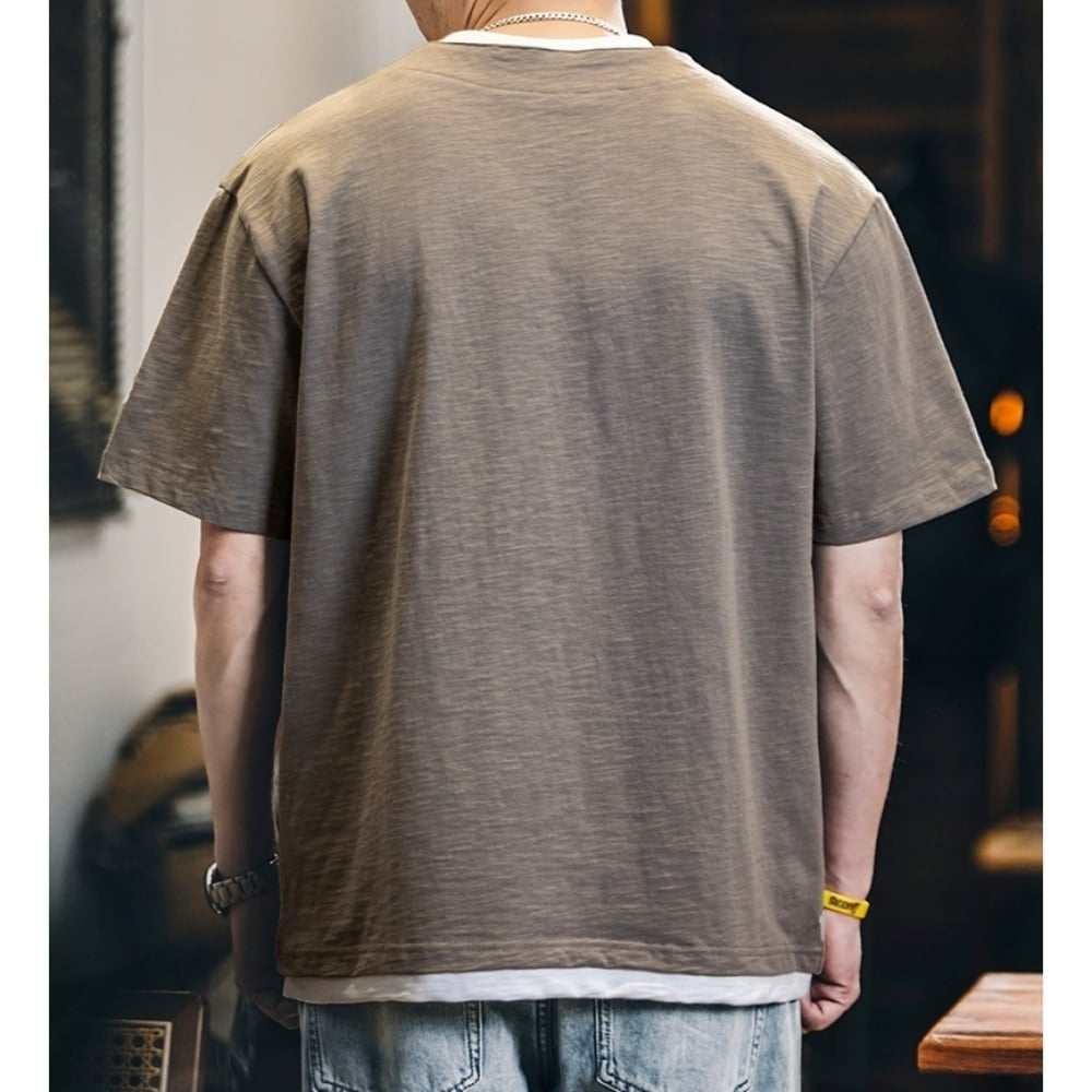 Faux layered casual tops HL2556