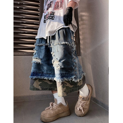 Wide leg cropped denim jeans D0099