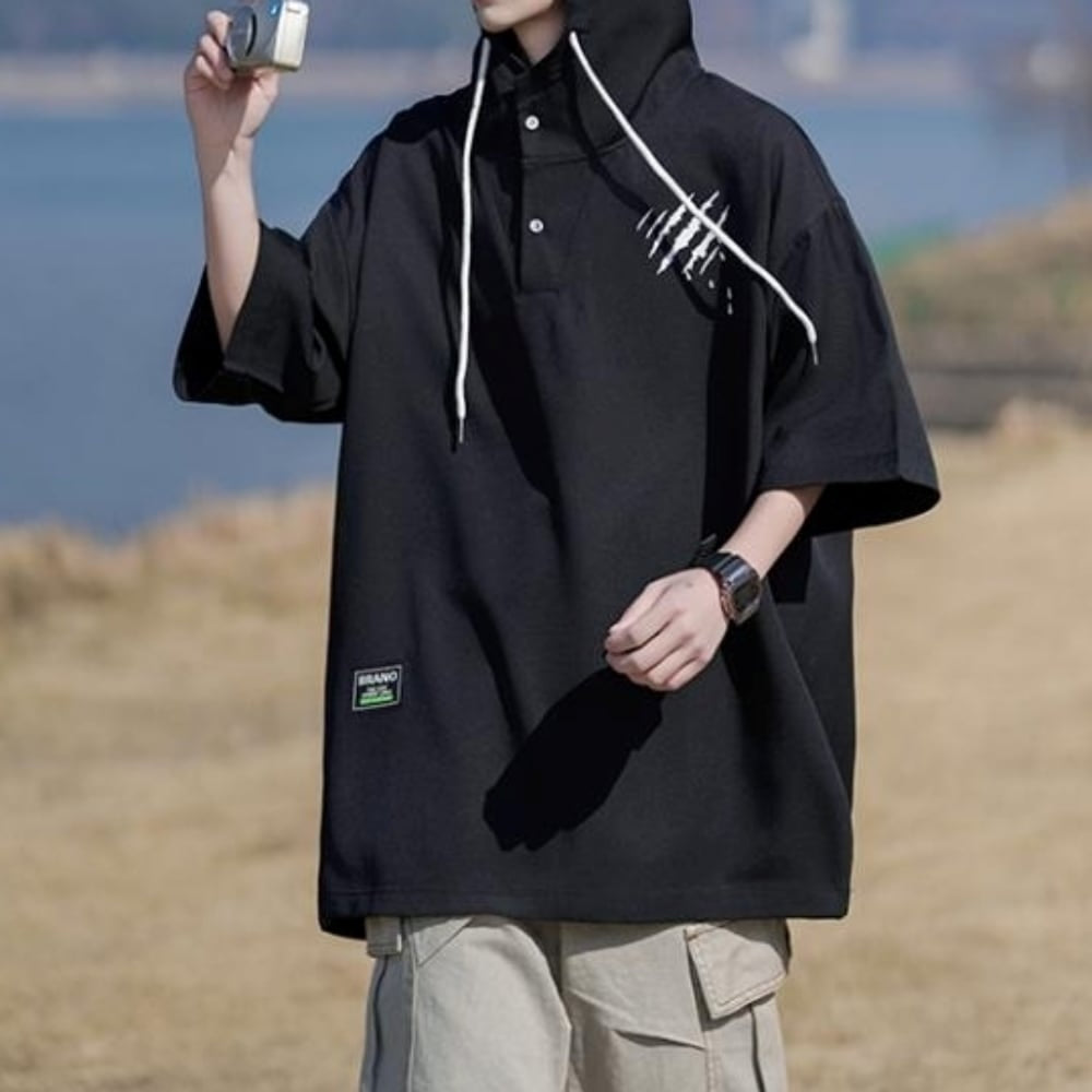 Pullover short sleeve hoodie HL2558