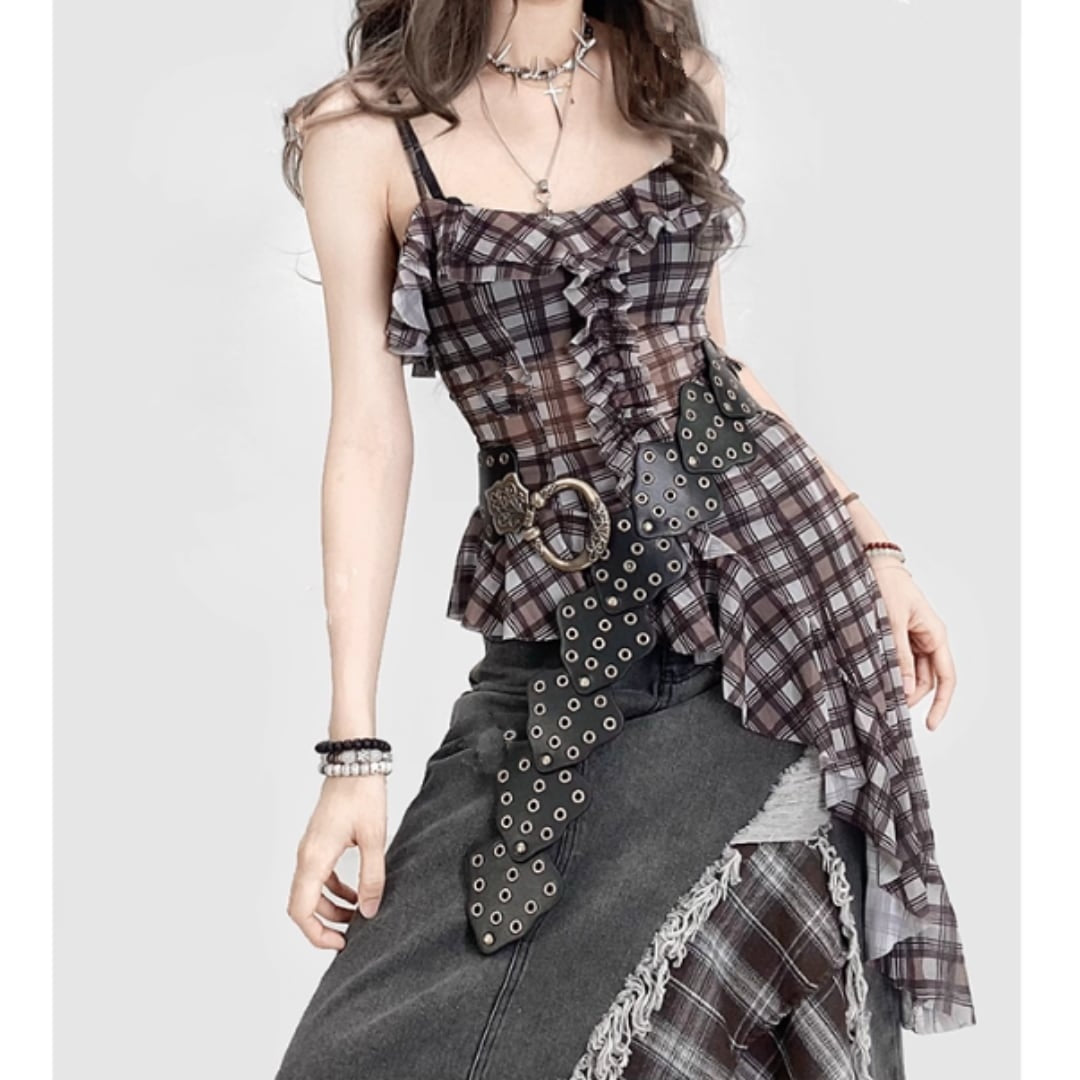 Asymmetric camisole tops E7017