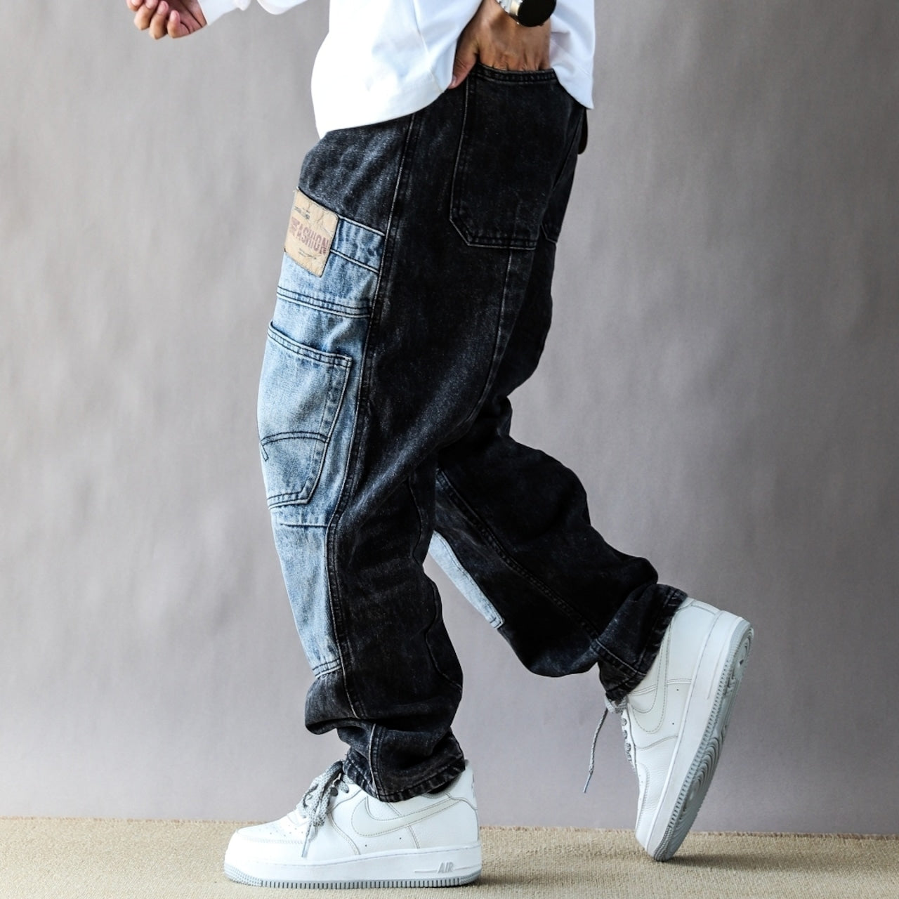 Docked design denim jeans D0092