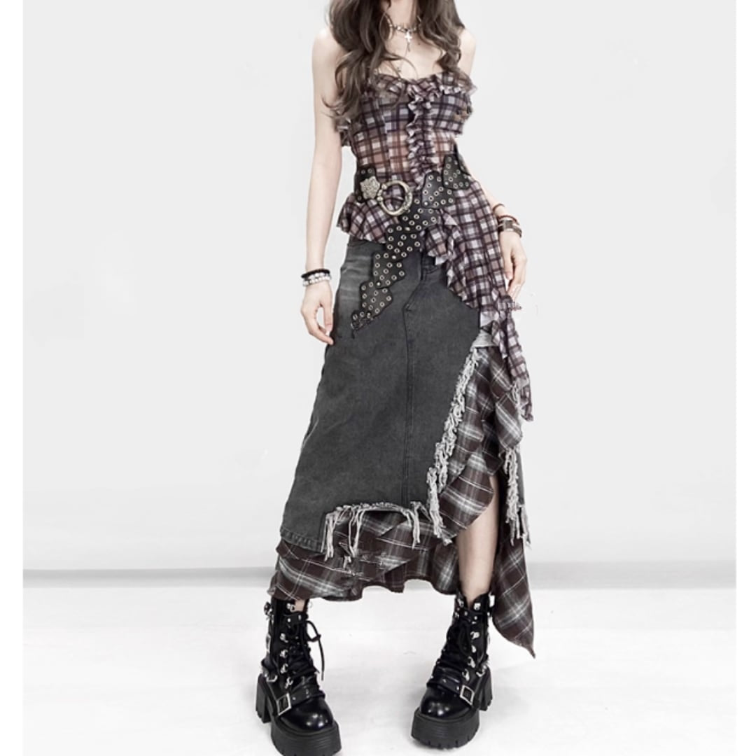 Asymmetric camisole tops E7017