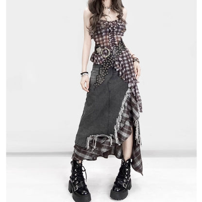 Asymmetric camisole tops E7017